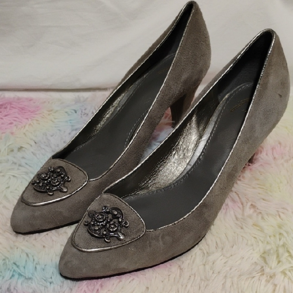 SALE! J. Vincent Elegant Gray Suede Leather Women's Heels Sz.10 (#12)